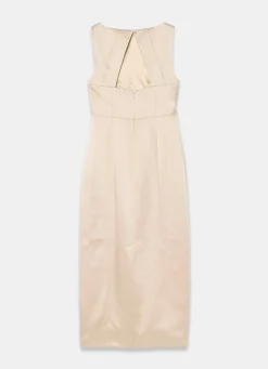 Gold Satin Midi Shift Dress