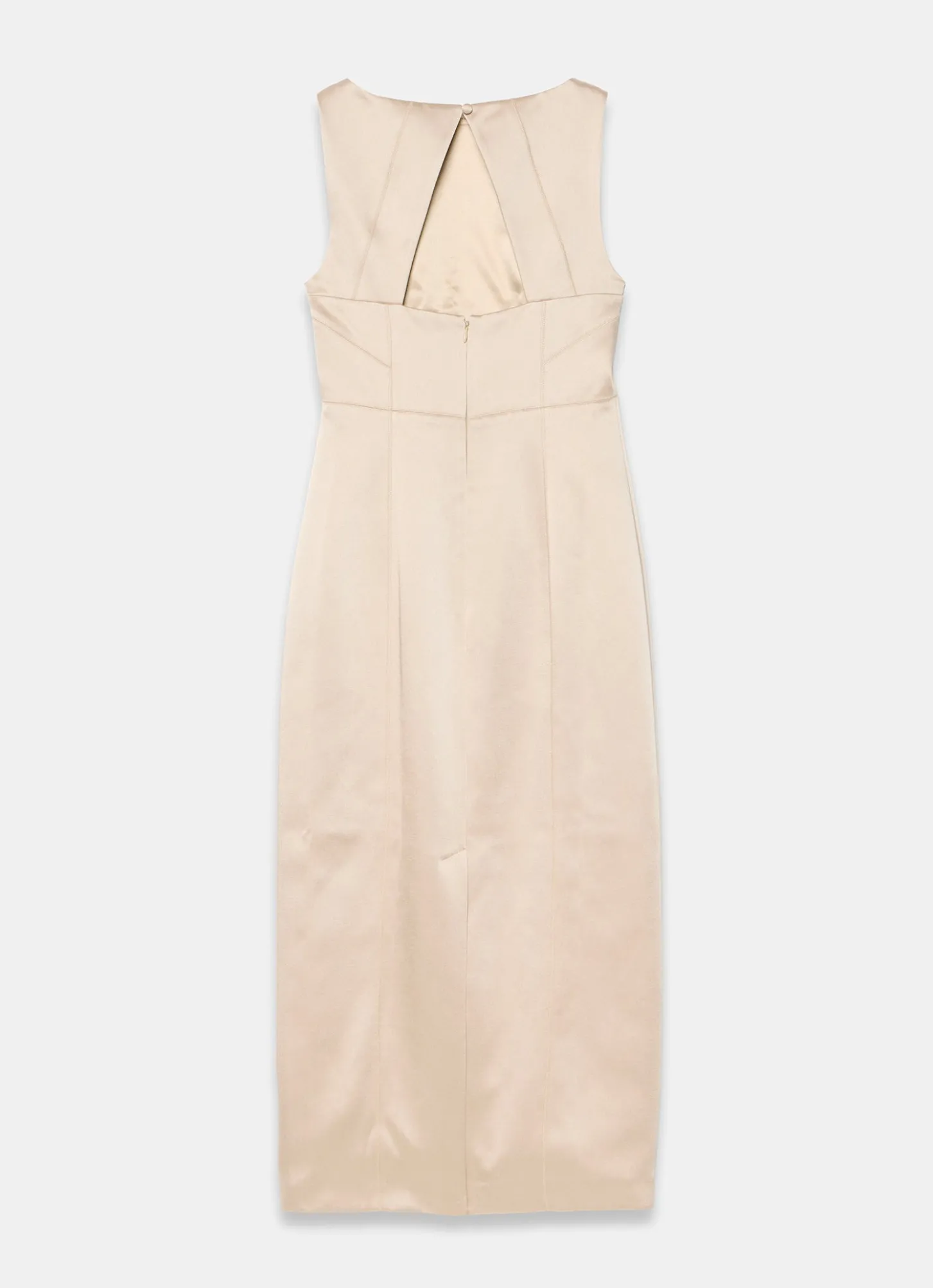 Gold Satin Midi Shift Dress