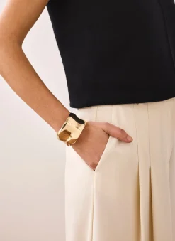 Gold Tone Clean Wave Bangle