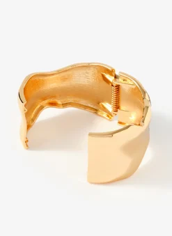 Gold Tone Clean Wave Bangle