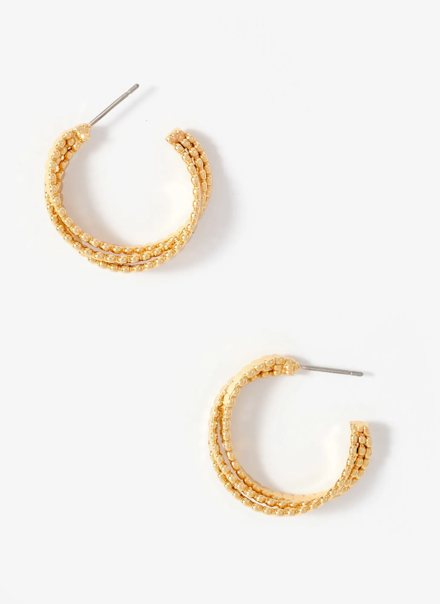 Gold Tone Crossover Hoop Earrings