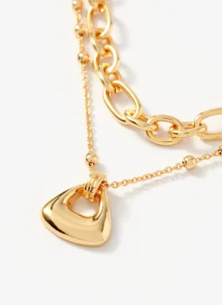 Gold Tone Double Layered Chain Necklace