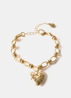 Gold Tone Heart Charm Bracelet