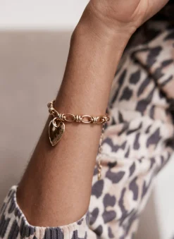 Gold Tone Heart Charm Bracelet
