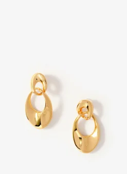 Gold Tone Hoop Link Earrings