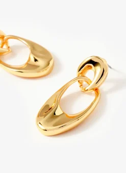 Gold Tone Hoop Link Earrings