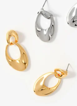 Gold Tone Hoop Link Earrings