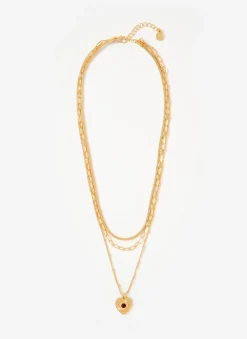 Gold Tone Layered Heart Necklace