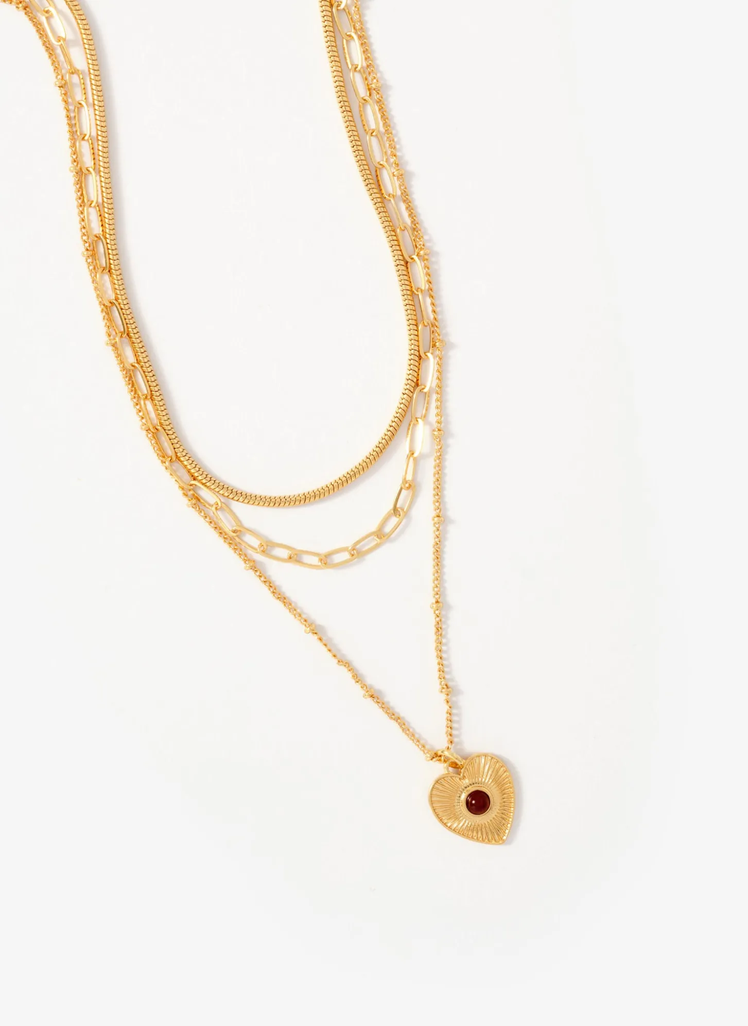 Gold Tone Layered Heart Necklace