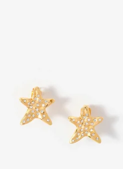 Gold Tone Mini Starfish Stud Earrings
