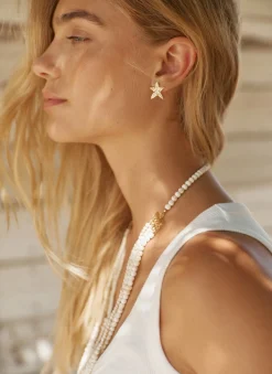 Gold Tone Mini Starfish Stud Earrings