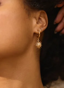 Gold Tone Mini Sun Earrings