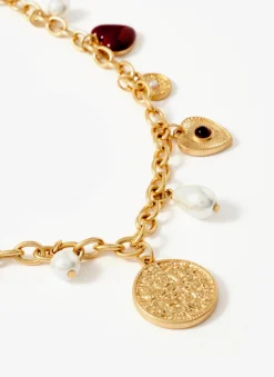 Gold Tone Multi Charm Necklace