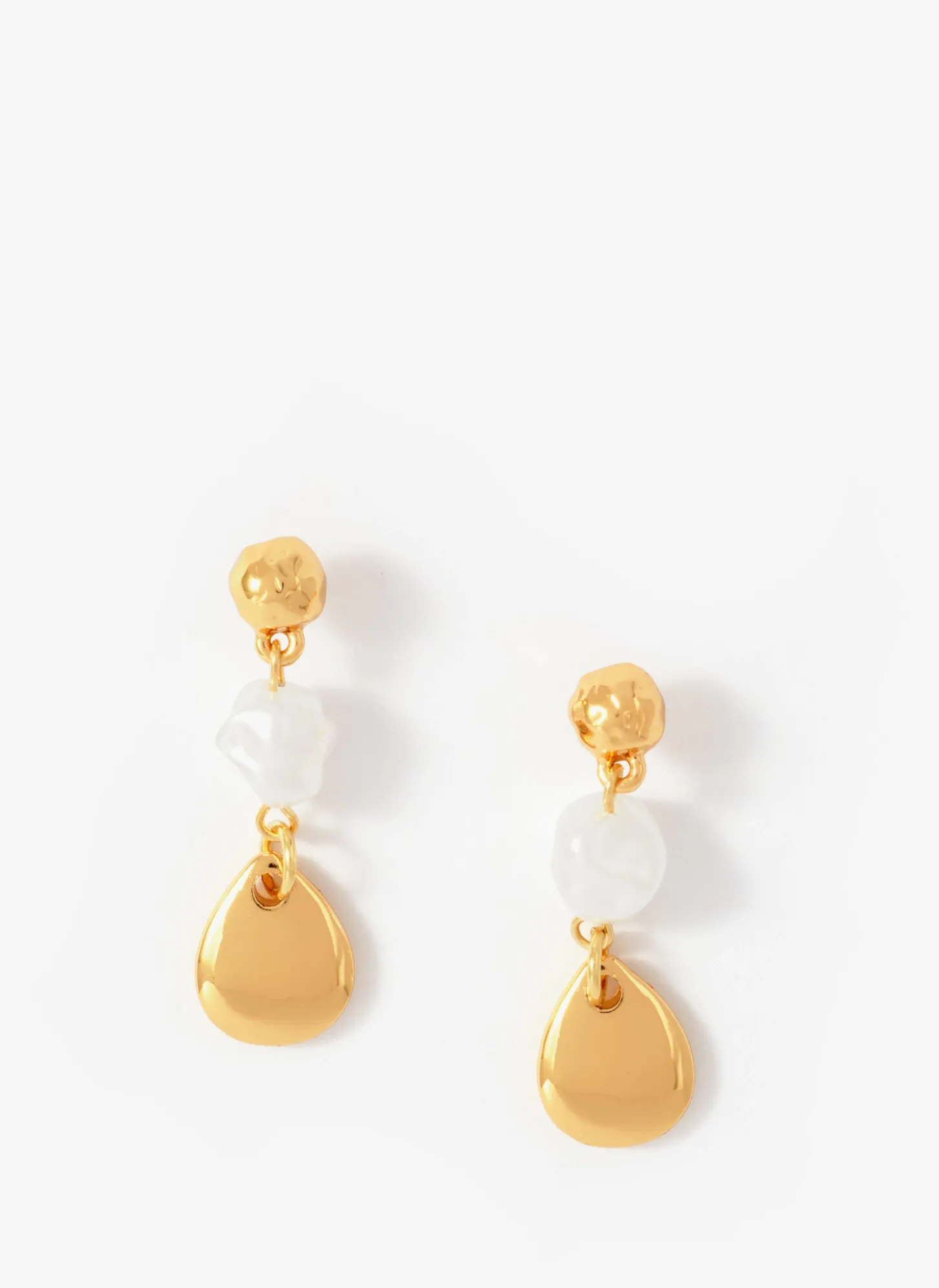 Gold Tone Pearl Drop Earrings