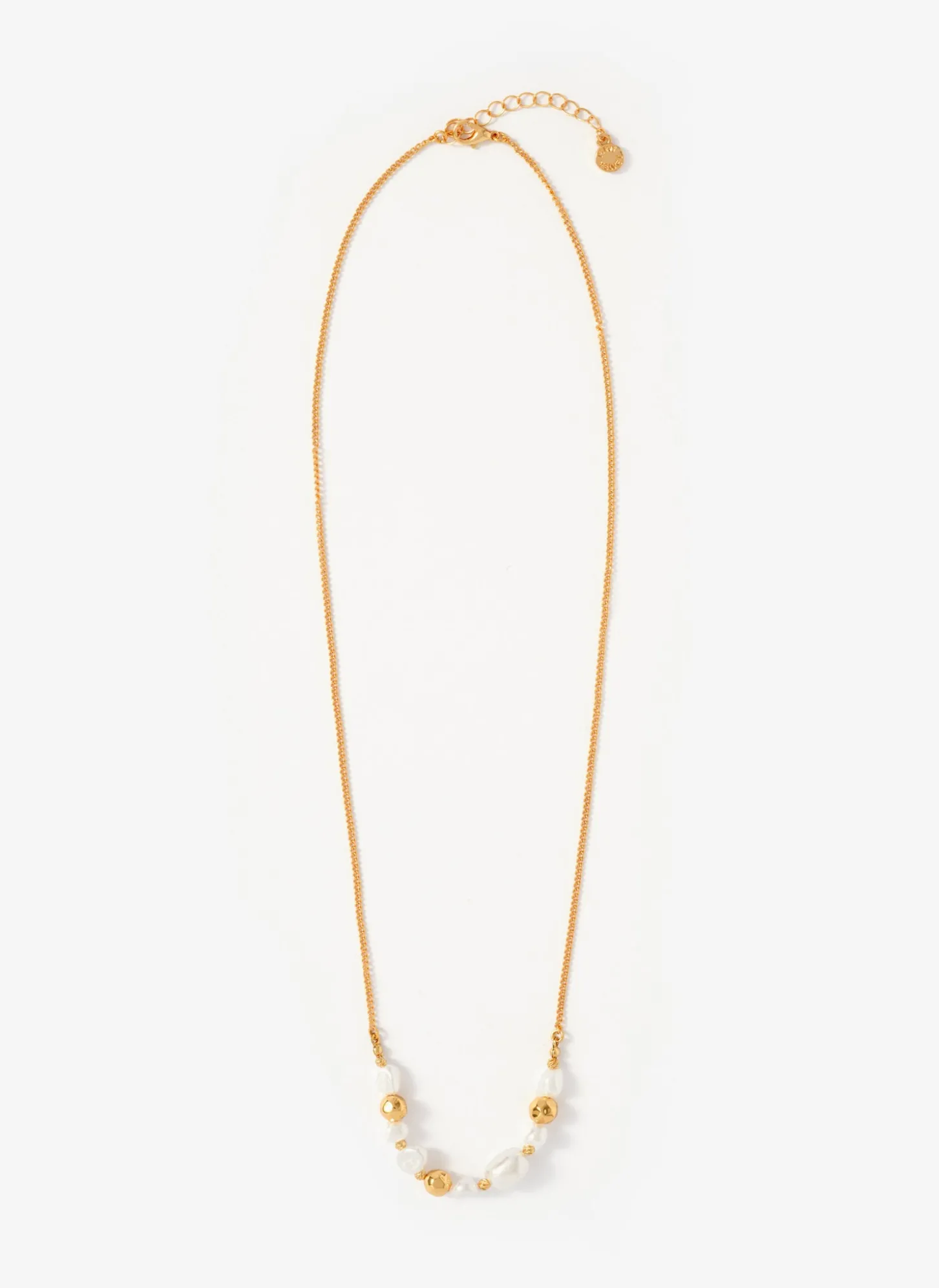 Gold Tone Pearl Long Necklace