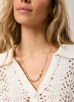 Gold Tone Pearl Long Necklace