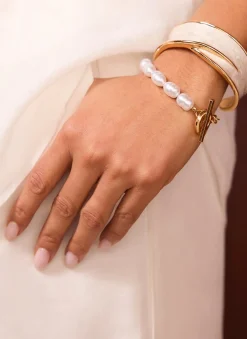 Gold Tone Pearlescent Bangle