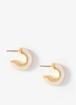 Gold Tone Pearlescent Mini Hoops