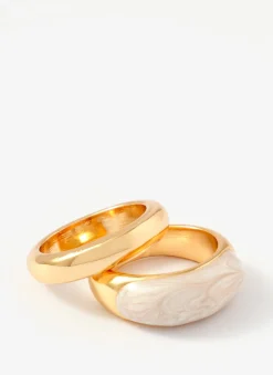 Gold Tone Pearlescent Ring Set