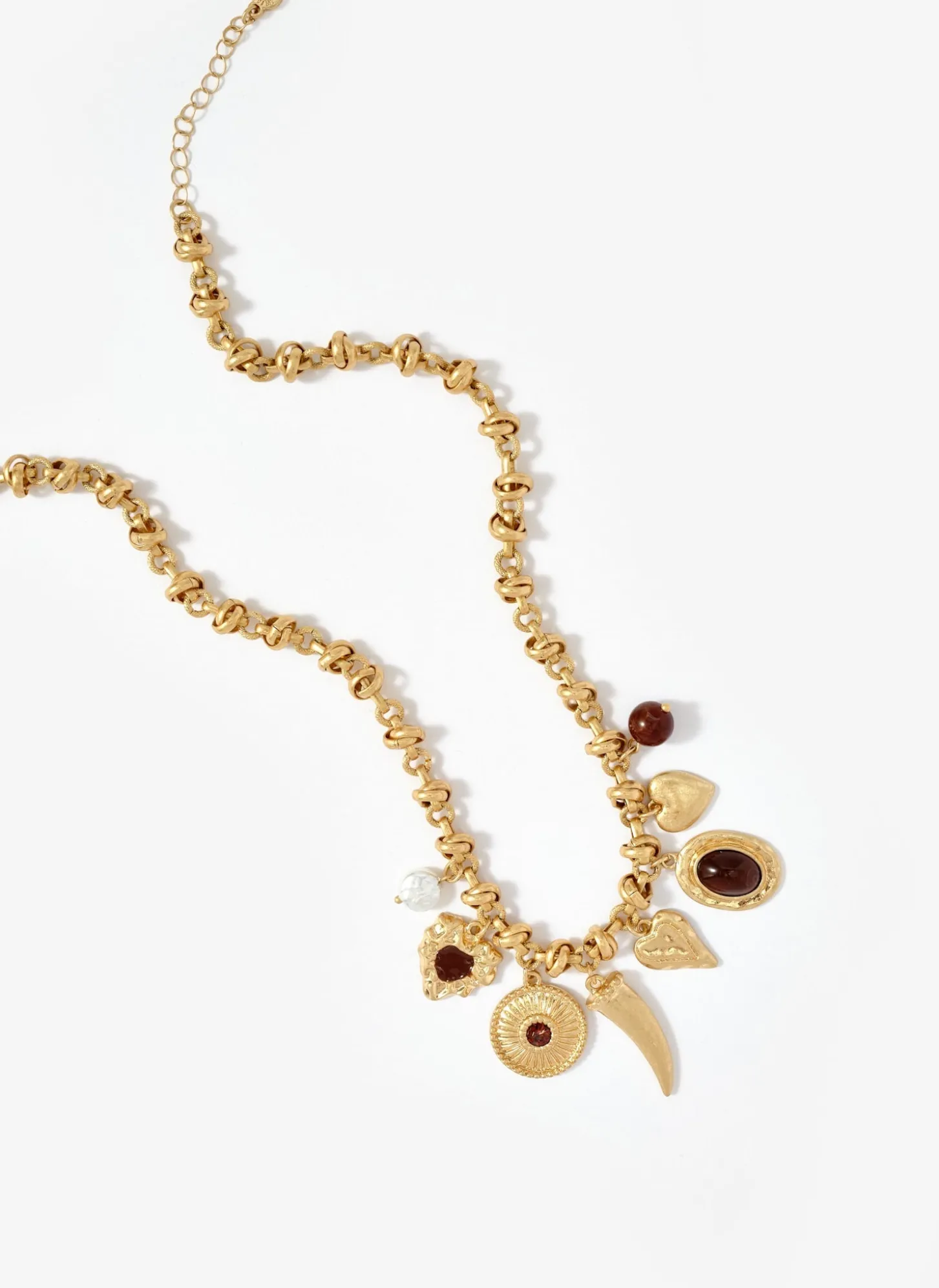 Gold Tone Statement Charm Necklace
