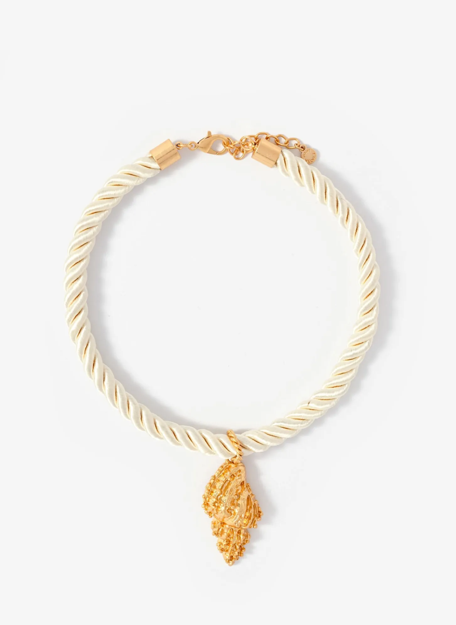 Gold Tone Statement Shell Rope Necklace