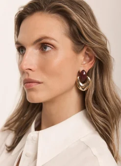 Gold Tone Stone Detail Earrings