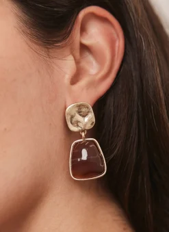 Gold Tone Stone Earrings