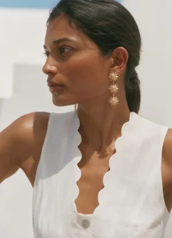 Gold Tone Sun Drop Earrings