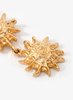 Gold Tone Sun Drop Earrings