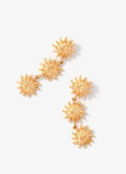 Gold Tone Sun Drop Earrings