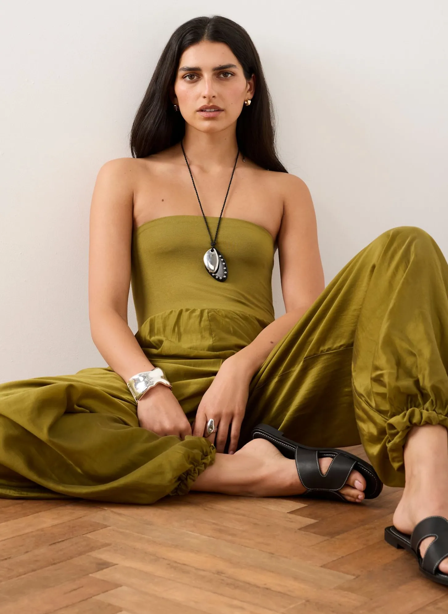 Green Bandeau Balloon Jumpsuit