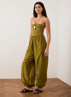 Green Bandeau Balloon Jumpsuit