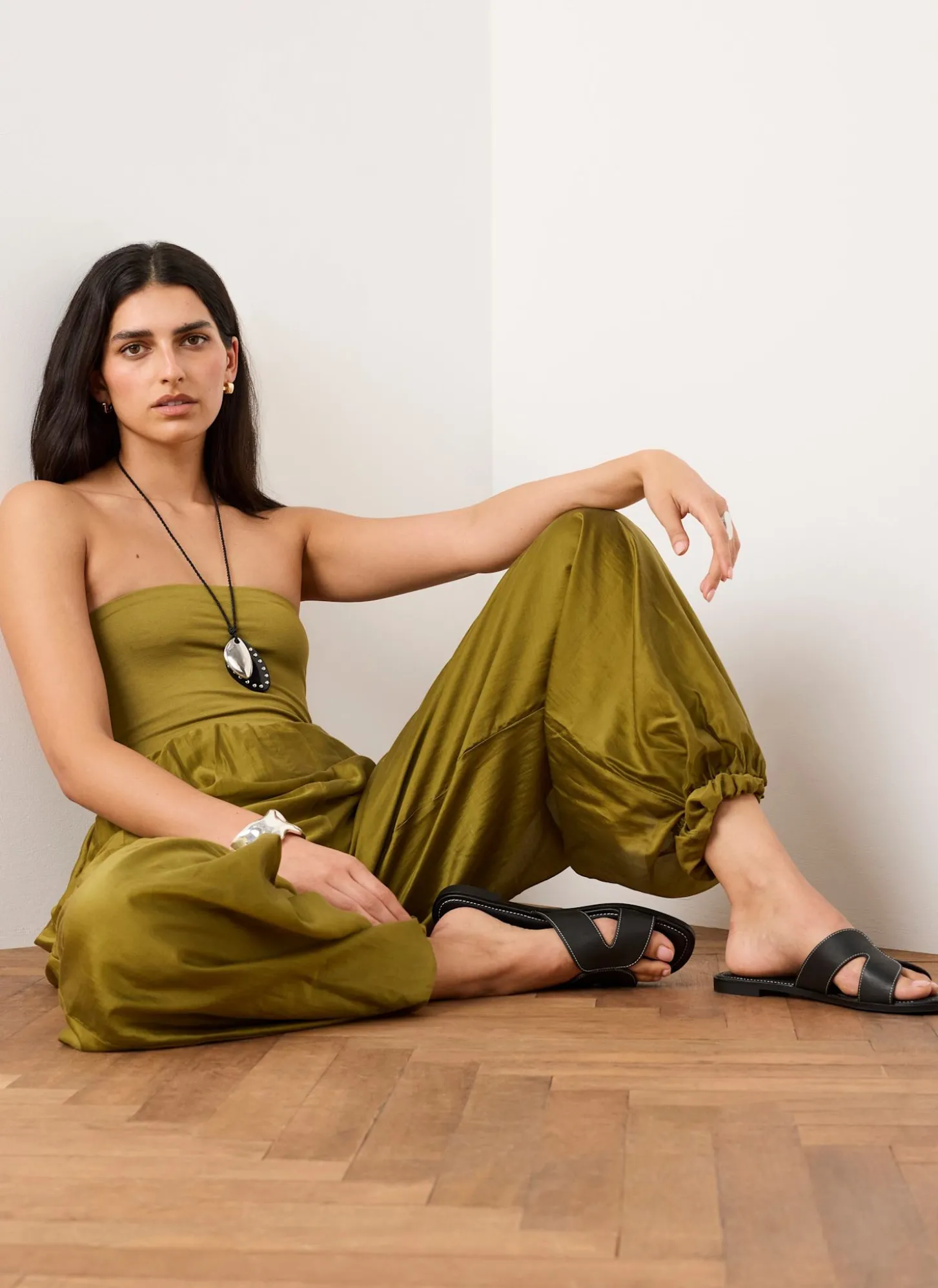 Green Bandeau Balloon Jumpsuit