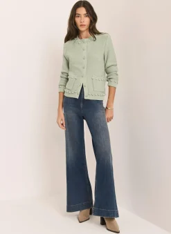 Green Bobble Detail Cardigan
