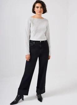 Grey Button Detail Knit Top