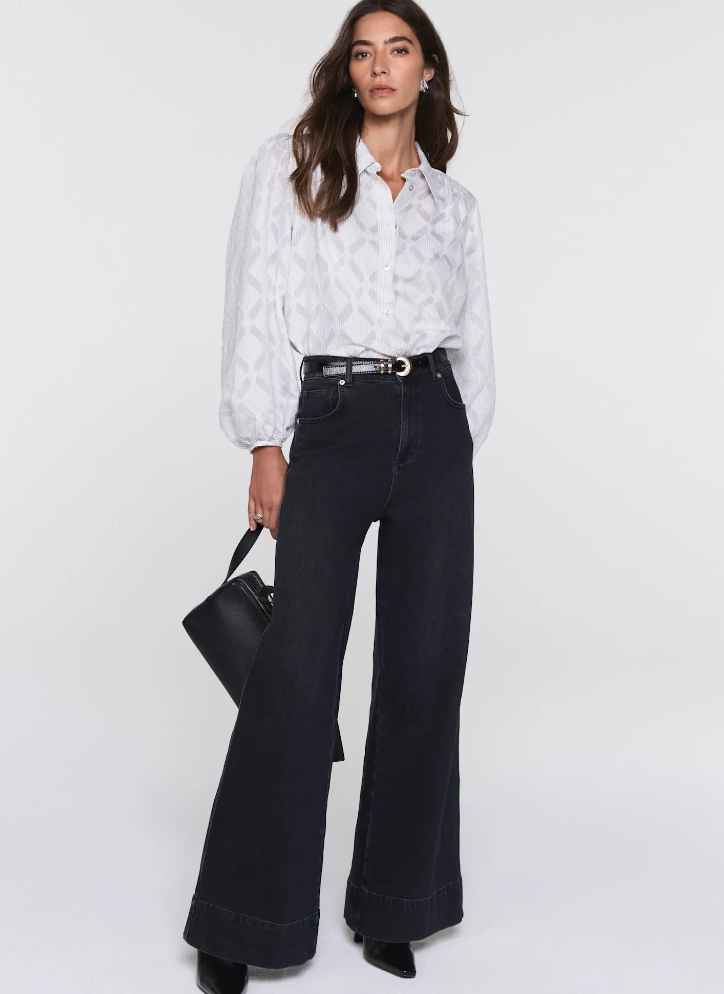 Grey Diamond Striped Jacquard Shirt