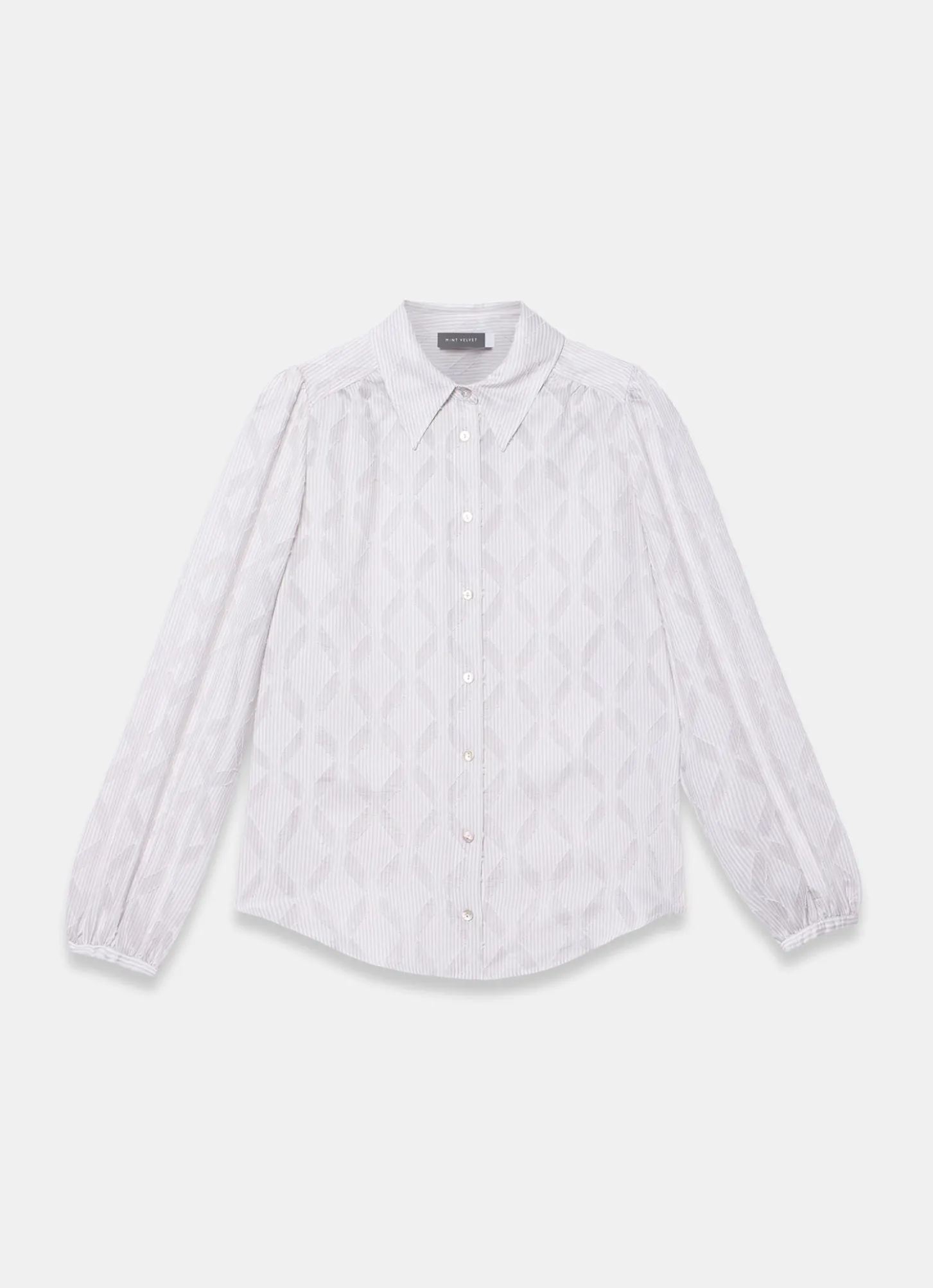 Grey Diamond Striped Jacquard Shirt