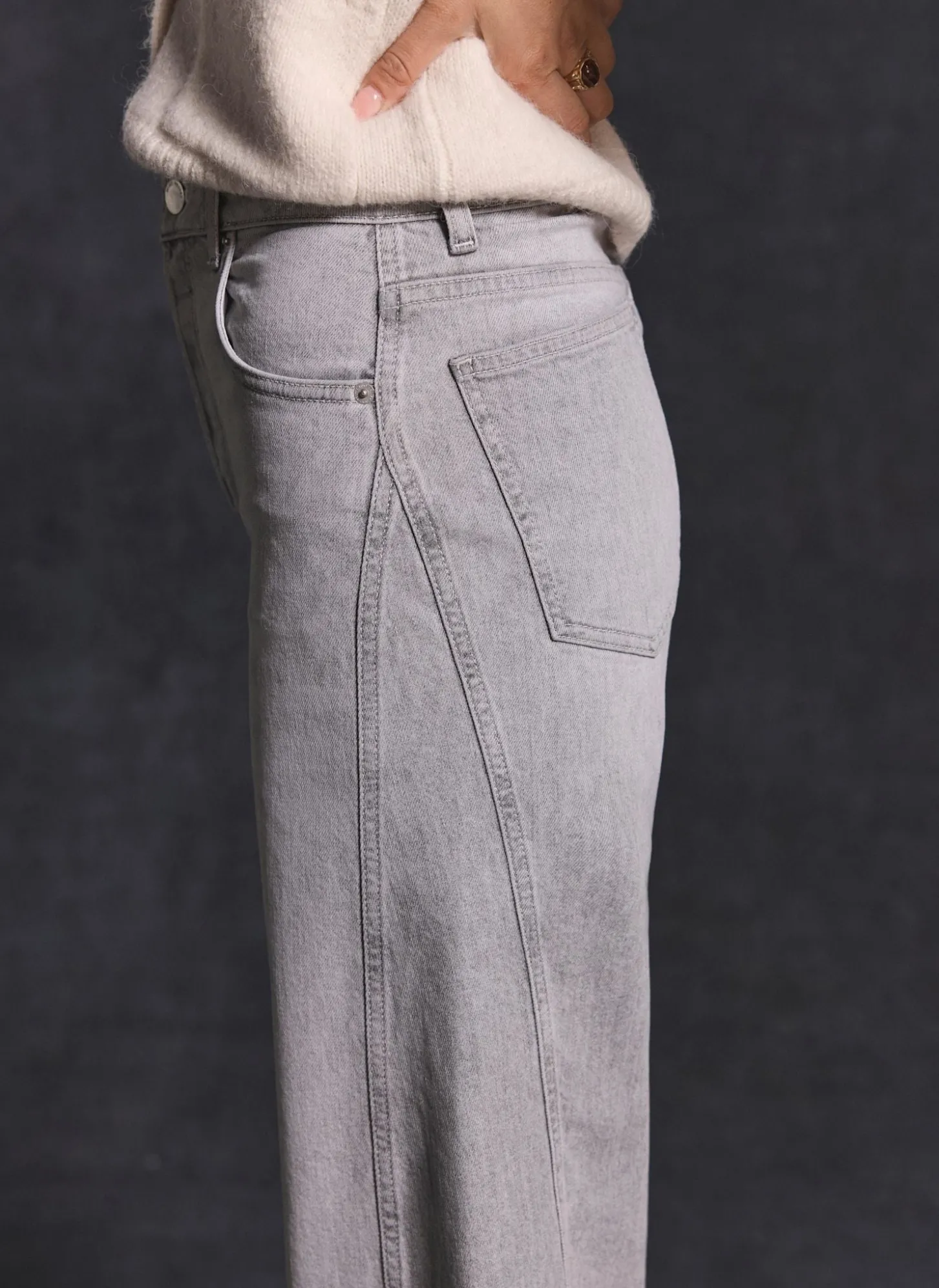 Grey Tapered Barrel Leg Jeans