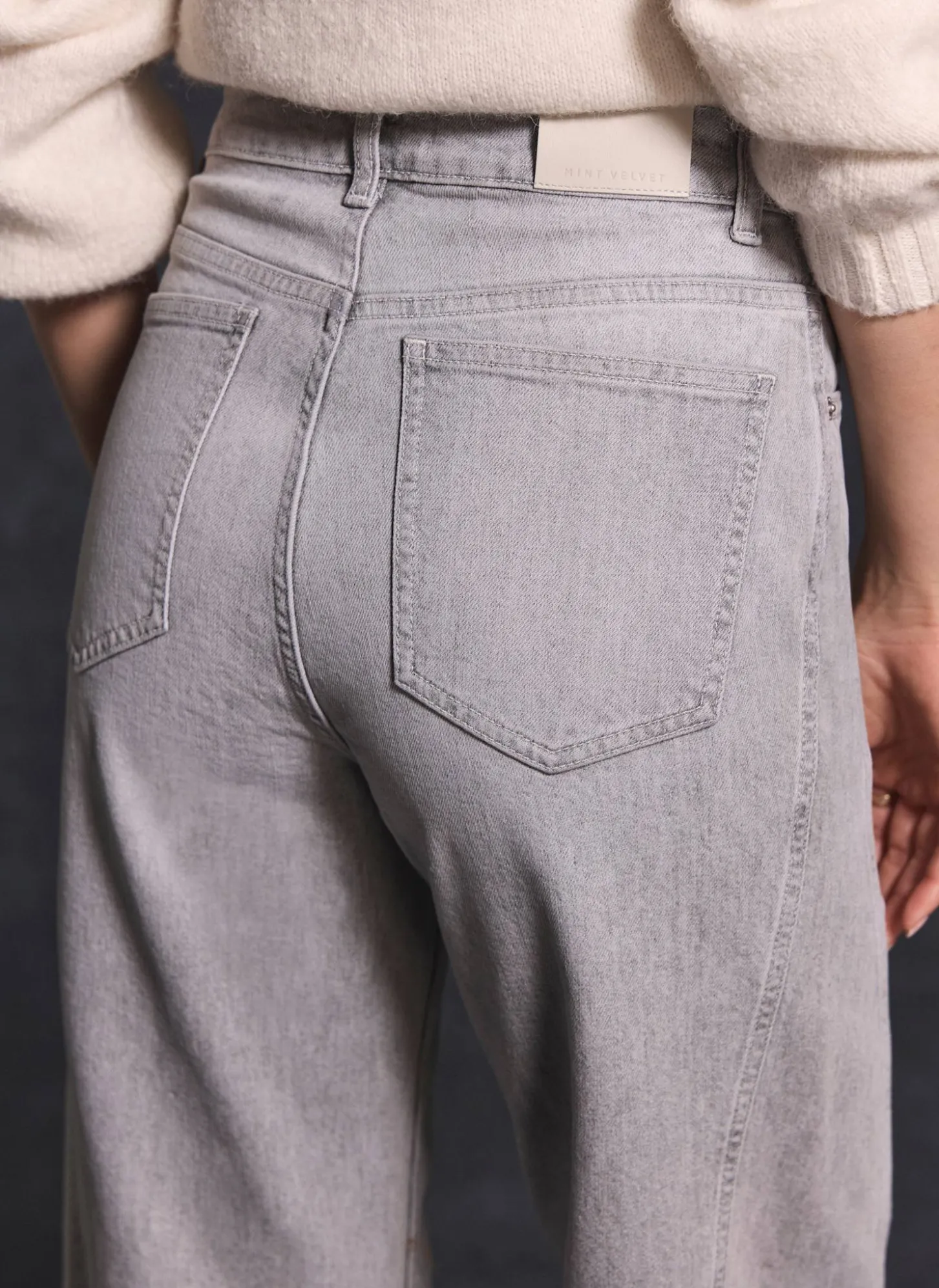 Grey Tapered Barrel Leg Jeans