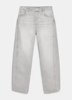 Grey Tapered Barrel Leg Jeans