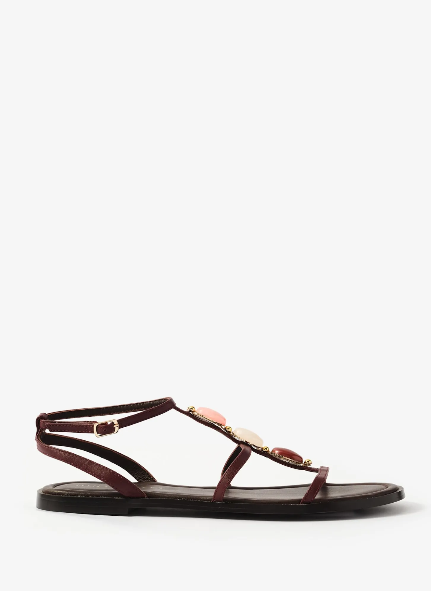 Hana Burgundy Leather Strappy Sandals