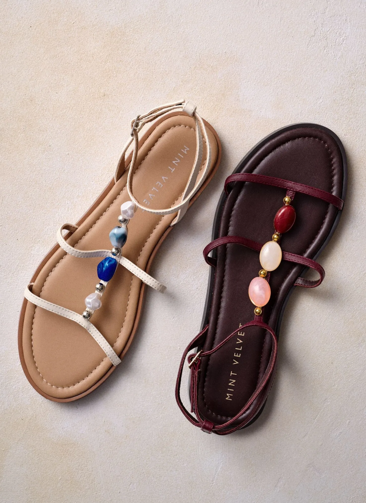 Hana Burgundy Leather Strappy Sandals