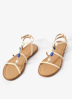 Hana Cream Leather Strappy Sandals