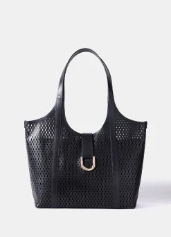 Harlow Black Leather Tote Bag
