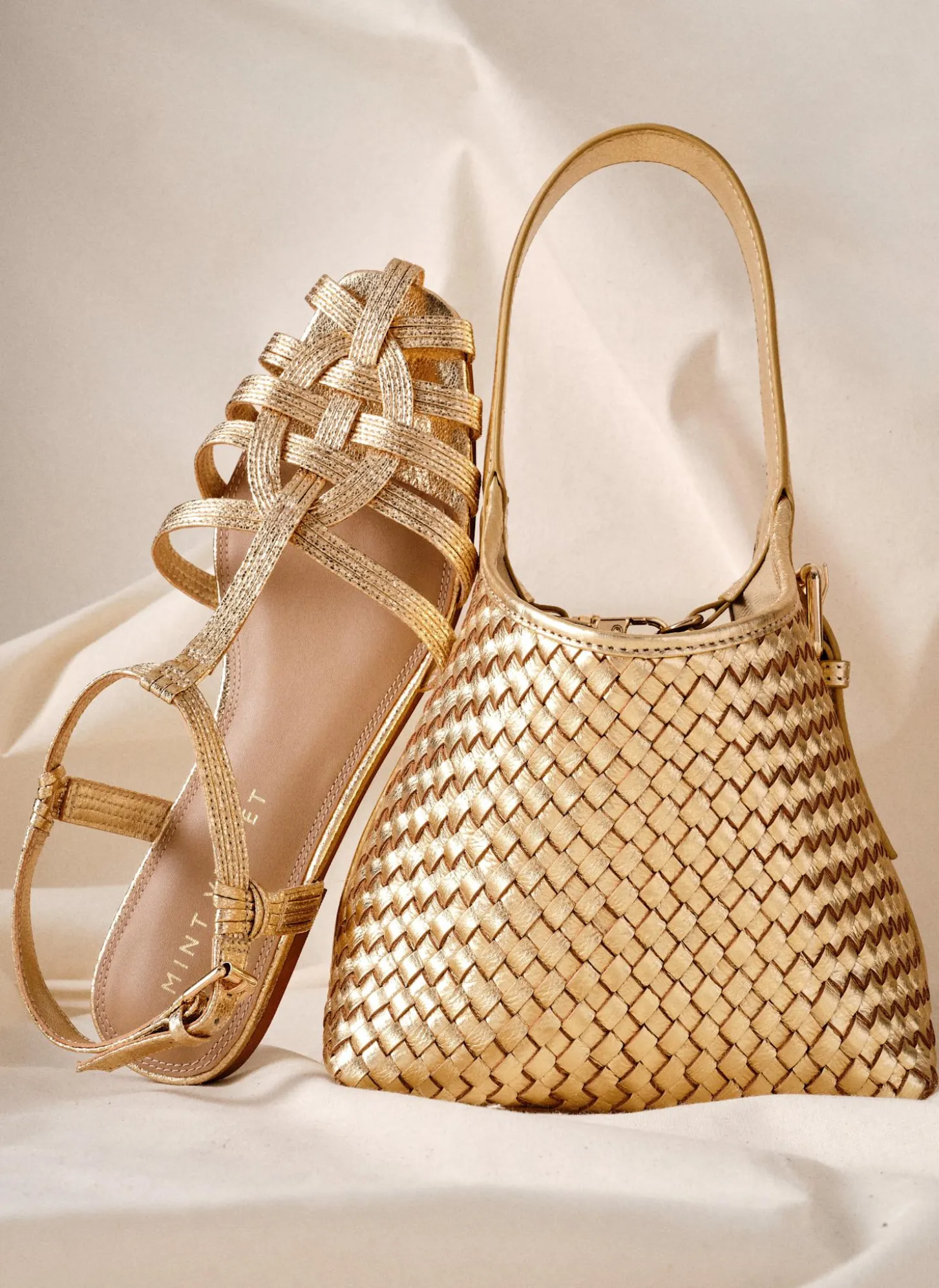 Hollie Gold Fisherman Flat Sandals