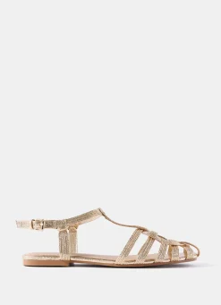 Hollie Gold Fisherman Flat Sandals