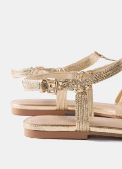 Hollie Gold Fisherman Flat Sandals