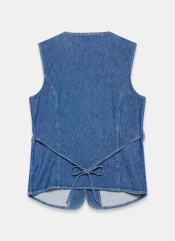 Indigo Denim Longline Waistcoat