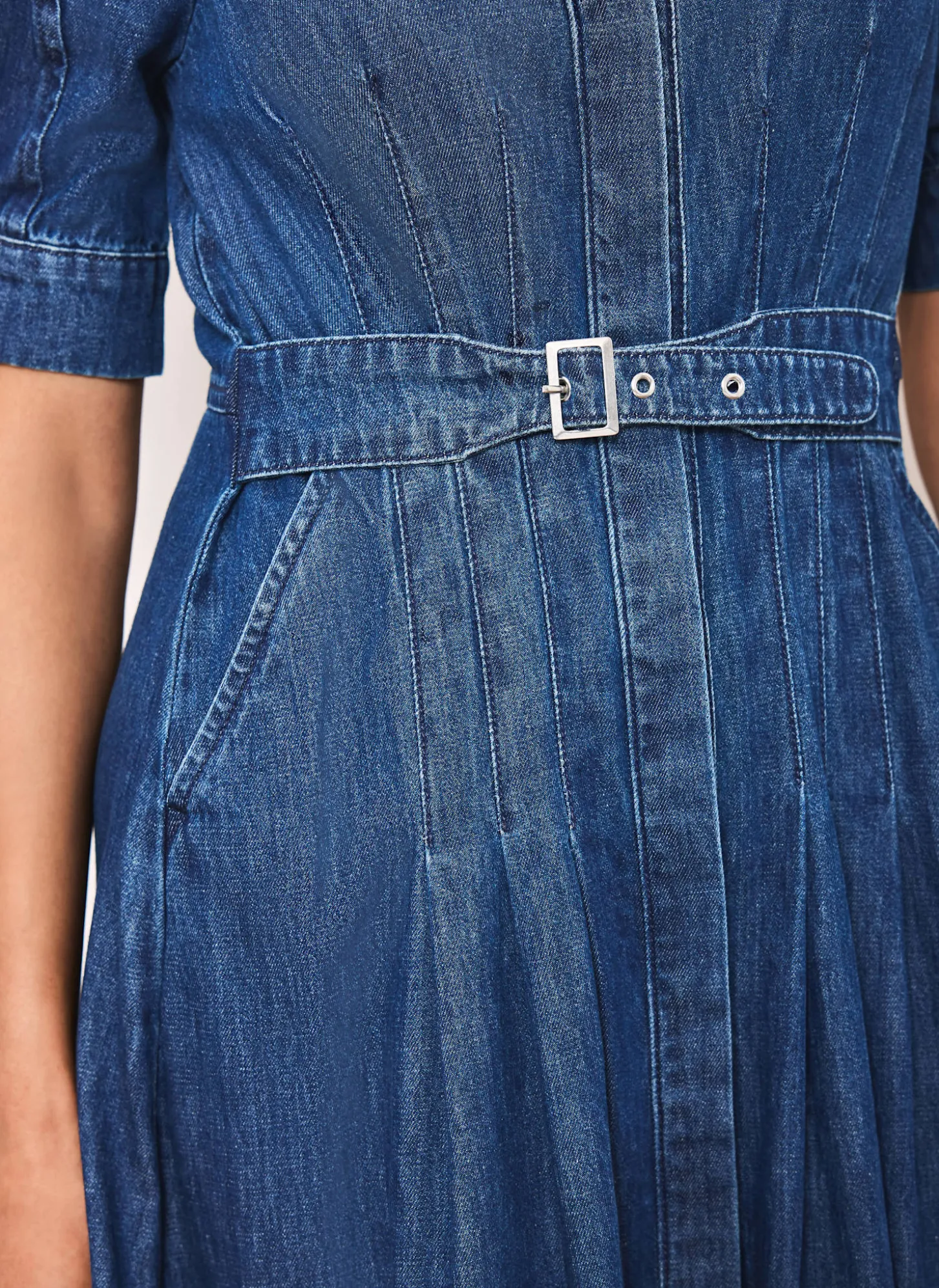 Indigo Denim Midi Shirt Dress
