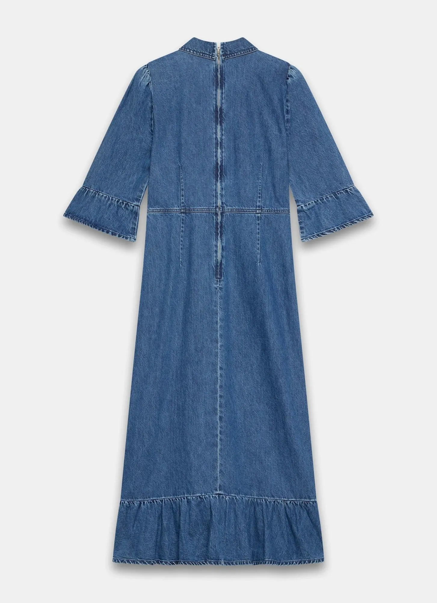 Indigo Denim Midi Shirt Dress